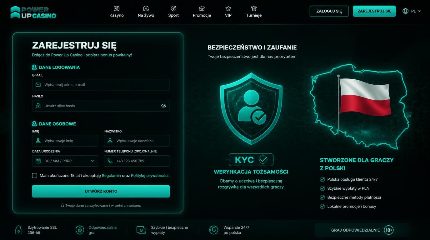 formularz rejestracji z KYC i symbolem Polski